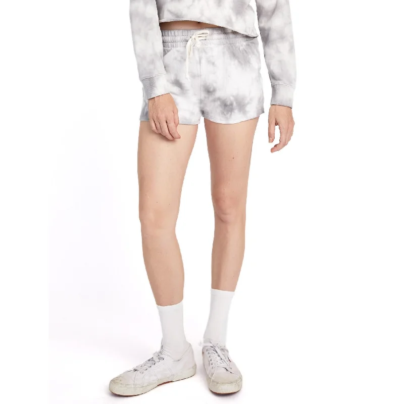 Stylish denim shorts for women with a high-rise fit for a flattering silhouette-Cozy Terry Shorts (Grey Tie Dye)