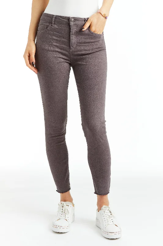 Casual Friday Jeans for Relaxed -Mona - High Rise Color Denim Skinny Crop Fray