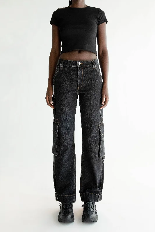 Studded Jeans for Punk -OAK 02 RELAXED MID-RISE CARGO JEAN