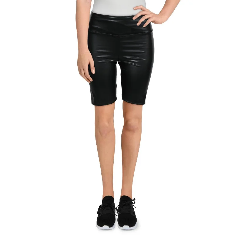 Women's shorts with adjustable waistbands for a custom and comfortable fit-LA Made Women's Vegan Leather Classic Bike Shorts