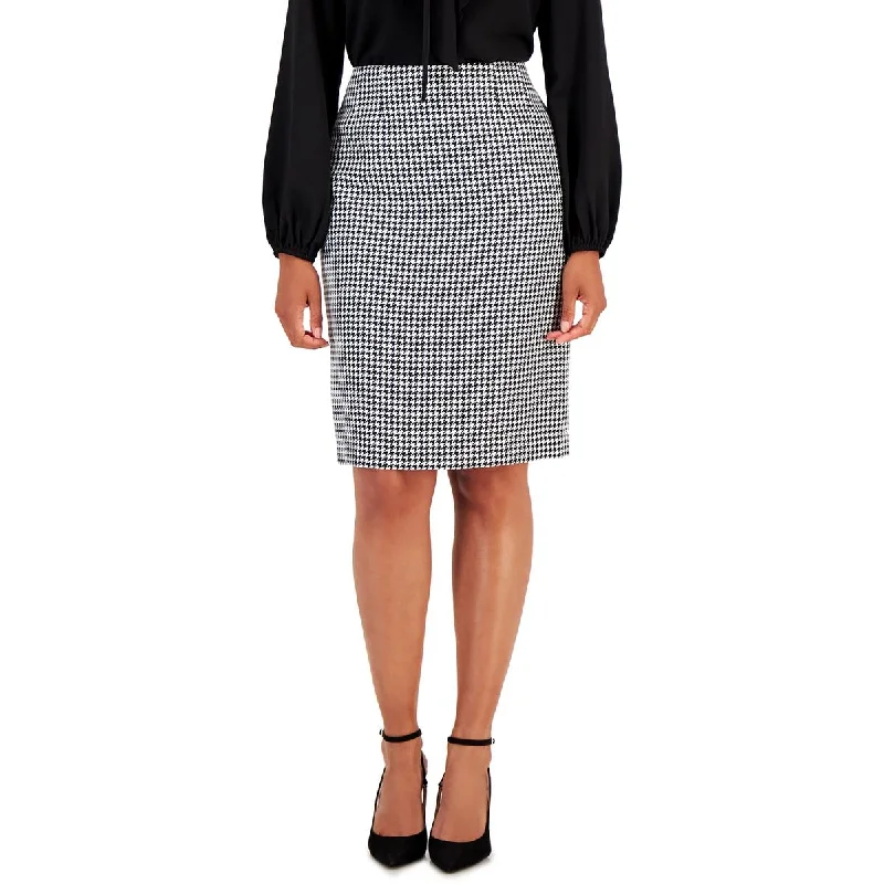 Hippie Dresses with Beads -Petites Womens Hidden Back Zipper Houndstooth Pencil Skirt