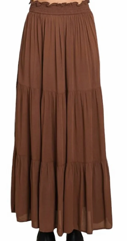 Sheath Dresses for Sophisticated -Women's Maxi With Tiered Skirt In Cocoa