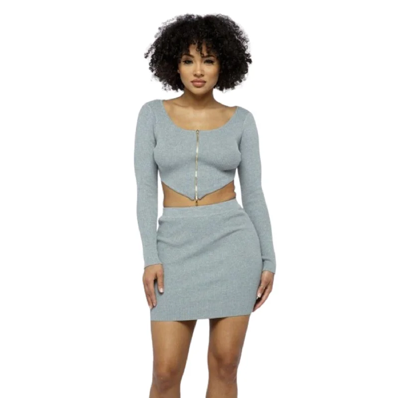 Shift Dresses for Simple Look -2 Way Zipper Mini Skirt Set