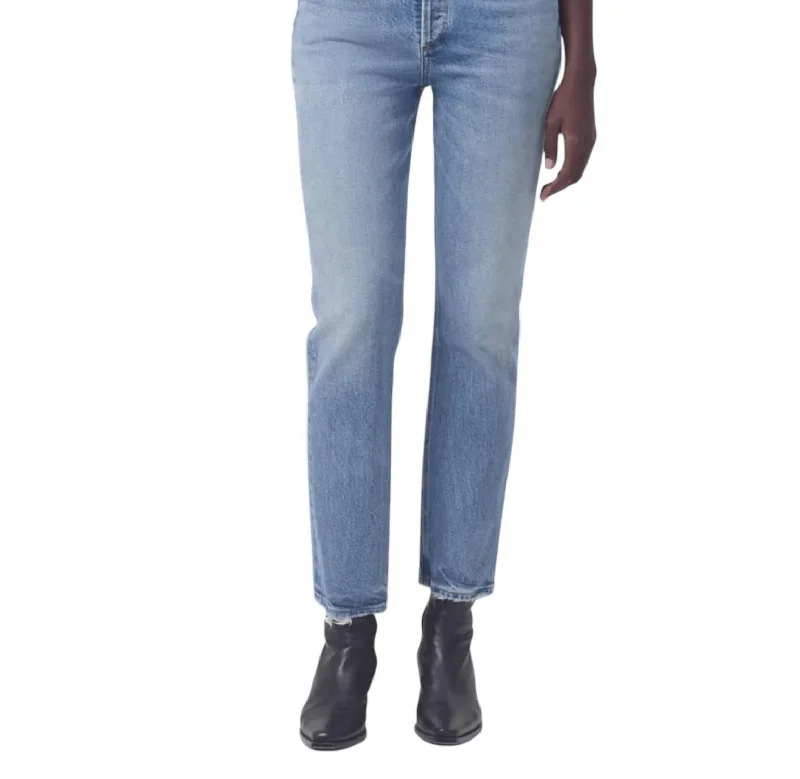 Classic tight trousers for men with slim fit and professional appearance -Riley Crop Jeans In Cove