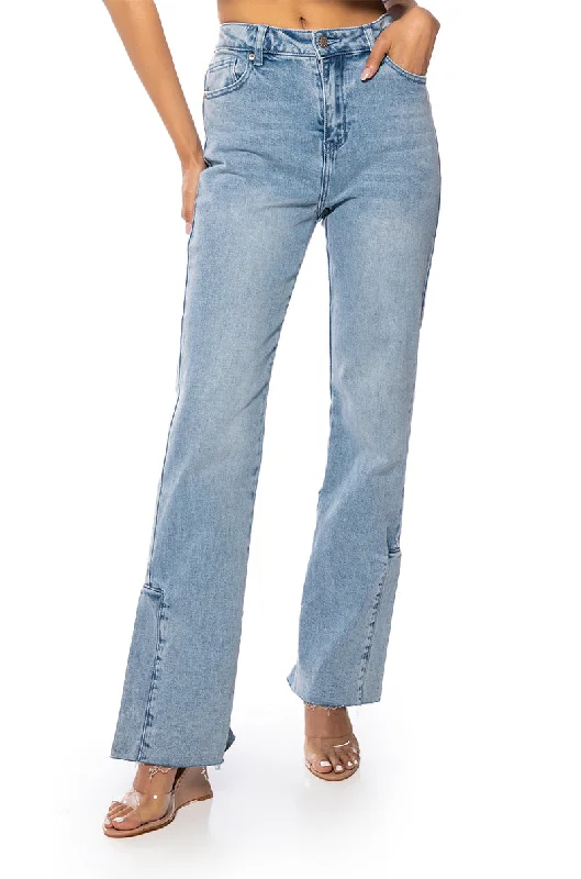 Embellished Back Pocket Jeans for Glamour -C'EST LA VIE HIGH RISE STRAIGHT JEANS