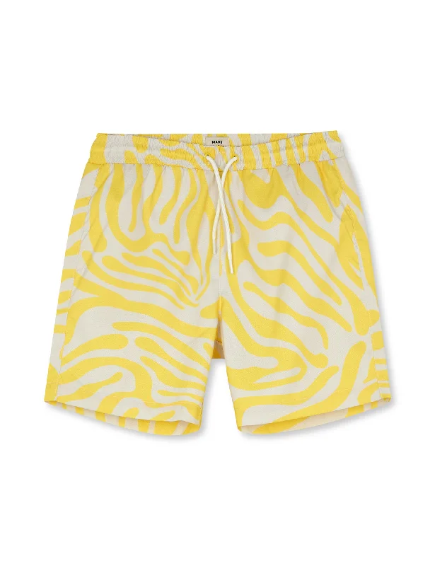 Stylish plaid shorts for women with tailored designs for a polished casual look-Sea Print Sandrino Shorts, Lemon Zest/Birch AOP