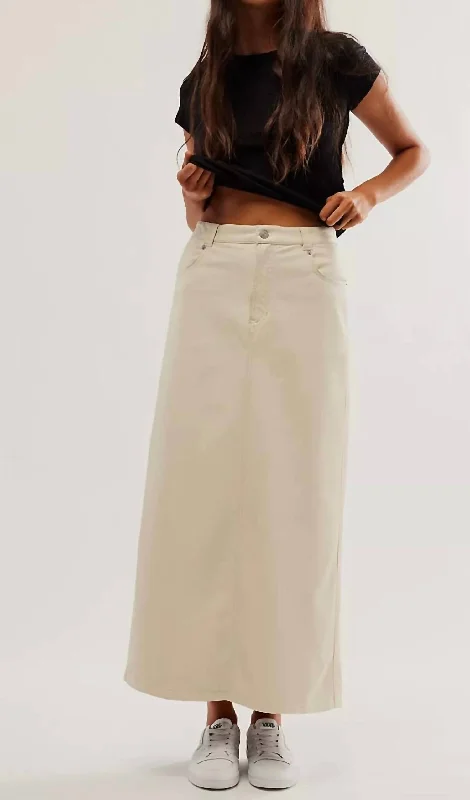 Low-waisted Dresses for Relaxed -City Slicker Vegan Maxi Skirt In Cream