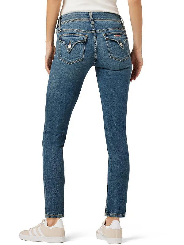 Denim tight trousers for women with skinny fit and timeless blue wash -Collin Womens Mid-Rise Ankle Skinny Jeans