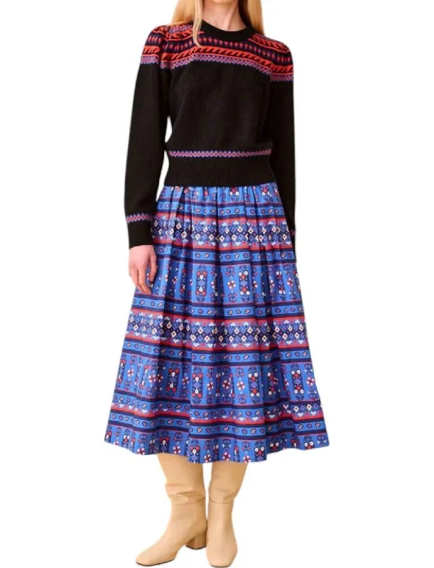 Evening Dresses for Formal Events -Tatum Skirt In Blue Block Print