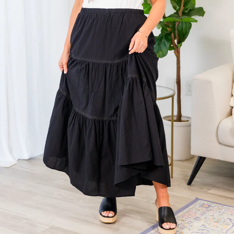 Patchwork Dresses for Bohemian -Living In The Now Skirt, Black