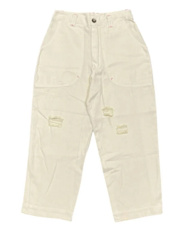 Stretch denim tight trousers for women with flexibility and stylish design -Piper Tapered Crop Pant In Cream