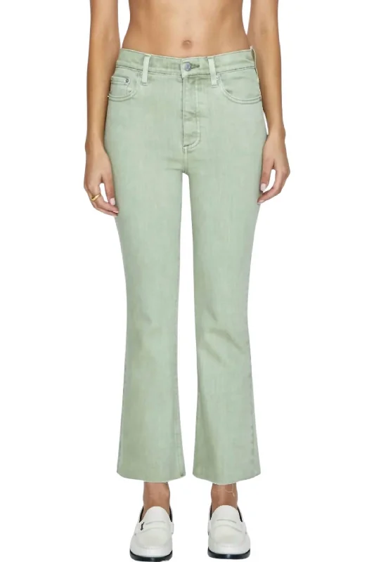 Wool blend tight trousers for women with soft, breathable fabric for year-round wear -Lennon High Rise Boot Jeans In Sage Snow