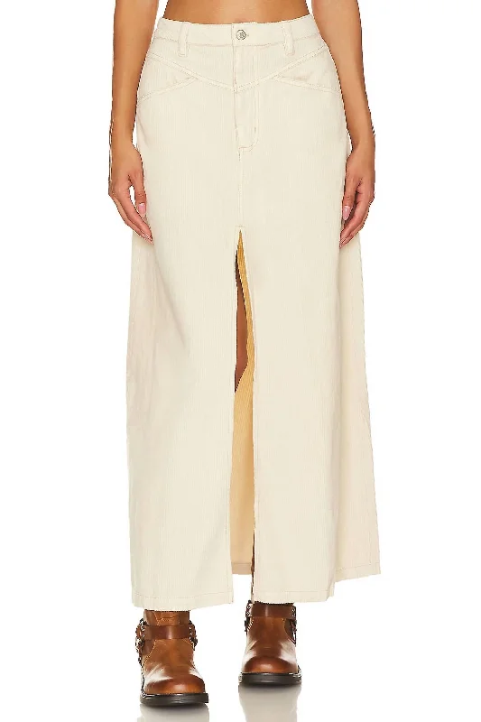 Midi Dresses for Versatile Wear -Come As You Are Cord Maxi Skirt In Beechwood