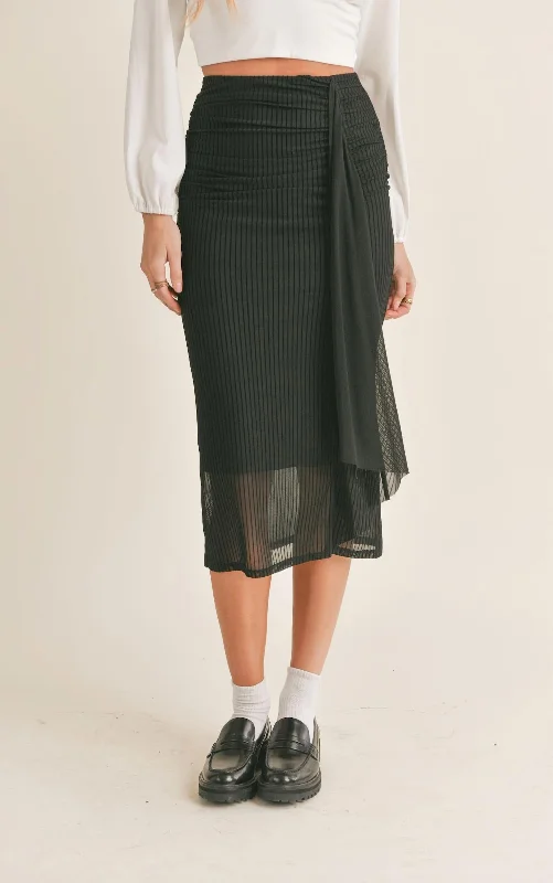 Halter Dresses for Chic Style -Ruched Midi Skirt In Black