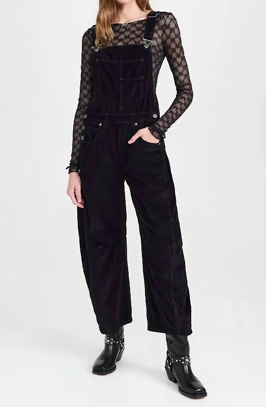 Statement tight trousers for women with bold color options for fashion-forward looks -Good Luck Corduroy Overalls In Black