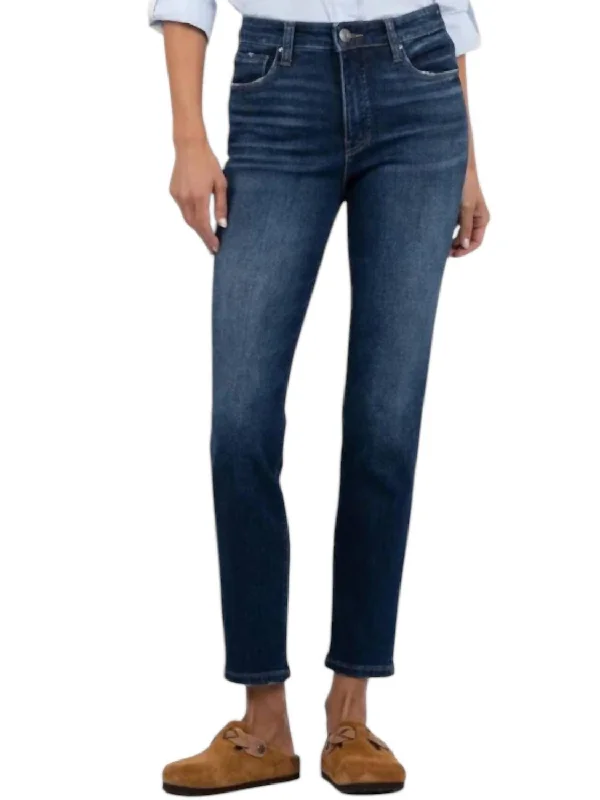 Formal tight trousers for women with sharp crease and sophisticated tailoring -Reese High Rise Jeans In Dark Wash