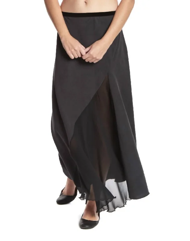 Buttoned Dresses for Stylish -Go Fy Away Silk Skirt In Washed Black