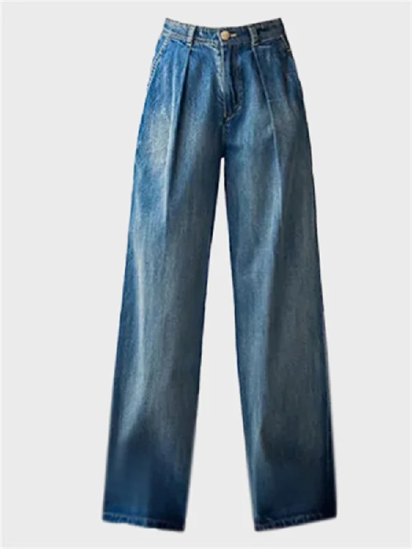 Hiking Jeans for Trail -Vintage High-Waisted Wide-Leg Jeans