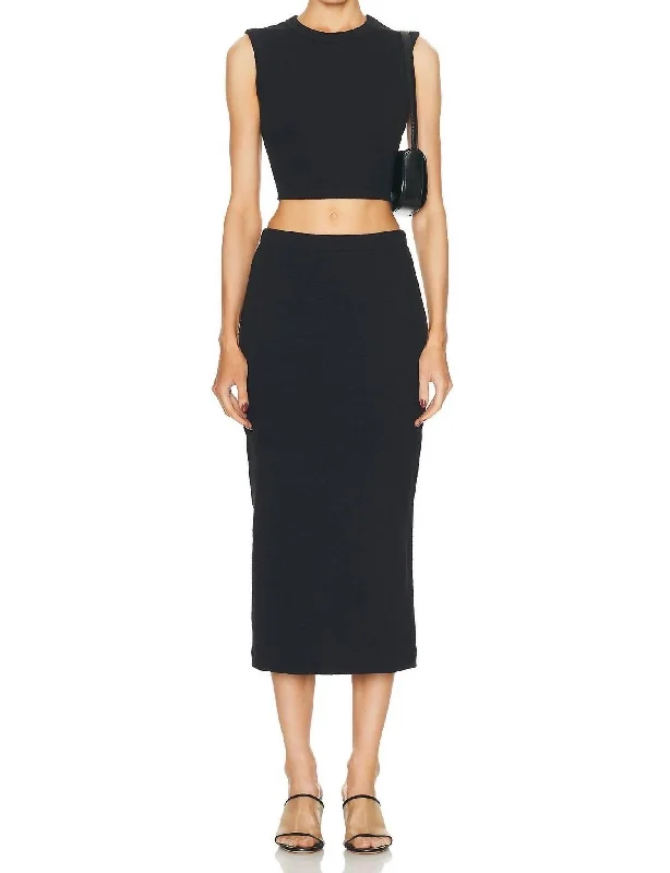 Halter Dresses for Chic Style -Textured Jacquard Skirt In Black