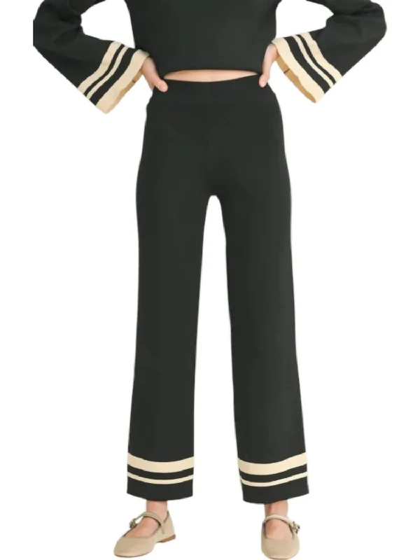 Urban tight trousers for men with street-style influence and sharp tailoring -Mood Shift Stripe Detail Pants In Black/cream