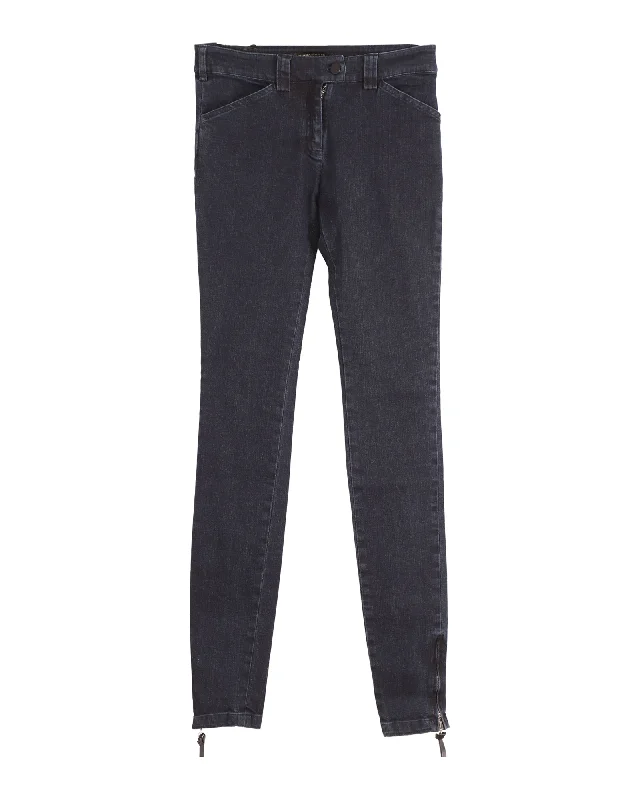 Tight cargo trousers for men with functional pockets and slim-fit style -Balenciaga Skinny Jeans in Navy Blue Cotton Denim