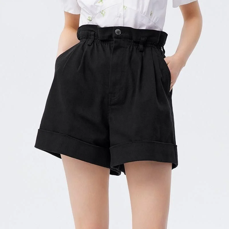 Classic plaid shorts for men with a crisp design for a smart-casual look-High-Waist Loose A-Line Casual Shorts for Women