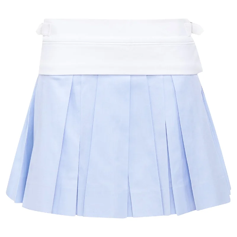 Printed Dresses with Patterns -Alexander Wang Pleated White Waistband Buckle Mini Skirt