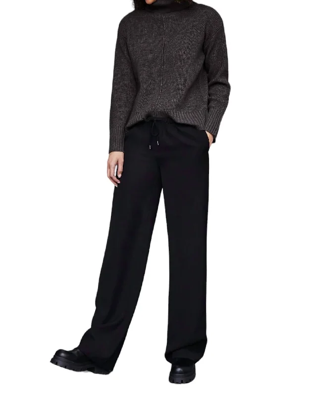 Tight trousers for women with belt loops and classic design for versatile look -Winnetka Drawstring Pant In Black