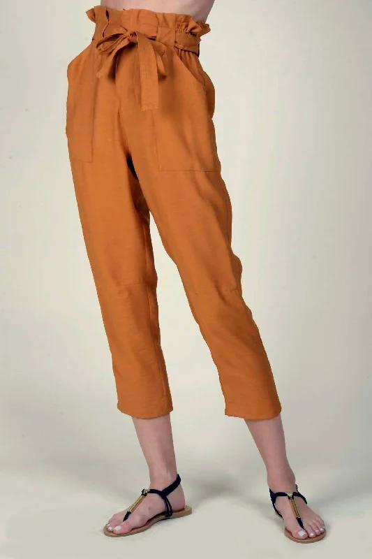 Tailored stretch tight trousers for women with comfortable waistband and flattering design -Cargo Pant In Pumpkin