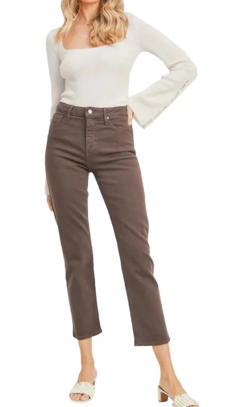 Stretch denim tight trousers for men with slim cut and durable fabric -Cigarette Jeans In French Roast