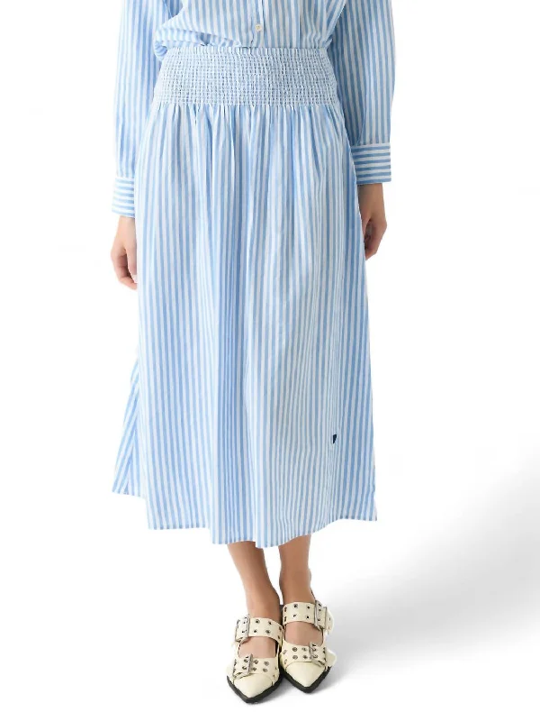 Faux Leather Dresses for Affordable -Martin Cabana Stripe Skirt In Blue Sky