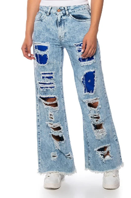 Skinny Jeans for Slim Fit -YOUR NEW FAVORITE DISTRESSED PATCHWORK FLARED JEANS