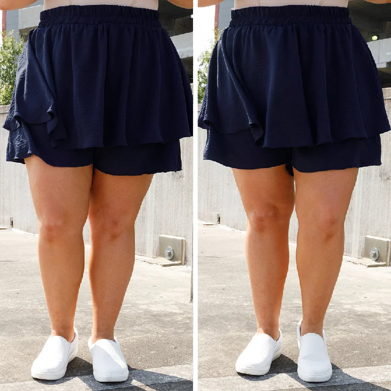 High-waisted Dresses for Flatter -The Perfect Harmony Skort, Navy