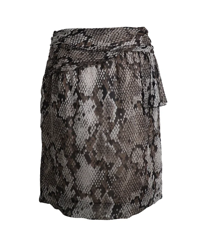 Beach Dresses for Coastal -Moschino Cheap And Chic Snake Print Skirt in Animal Print Silk