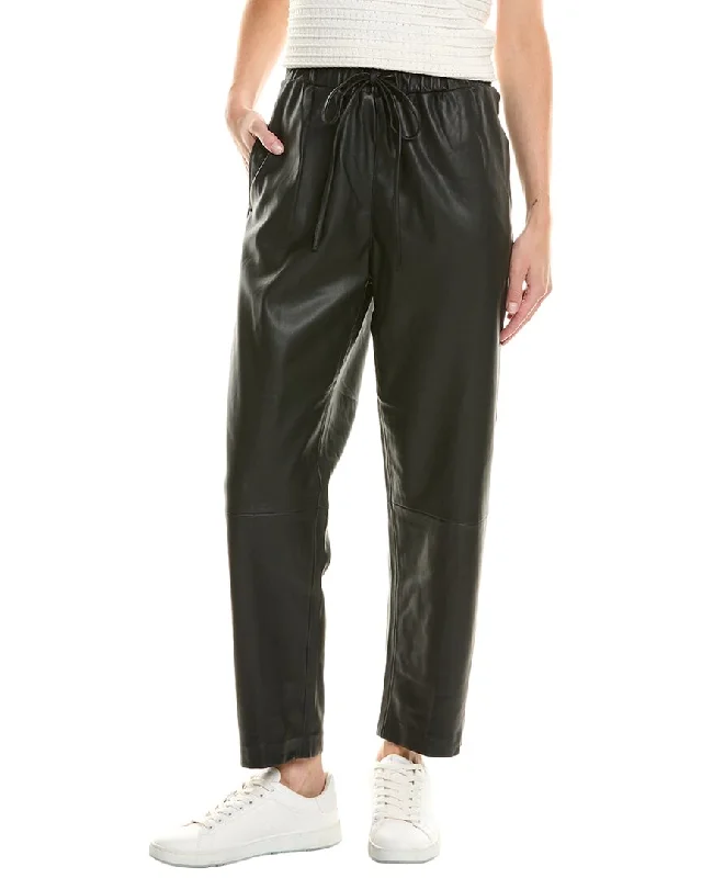 Tight trousers for women with faux leather material for sleek and modern look -Blank NYC Drawstring Pant