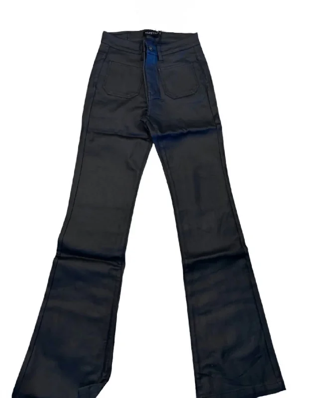 Fashion-forward tight trousers for women with metallic sheen and edgy design -Women's Polyurethane Jeans In Blue