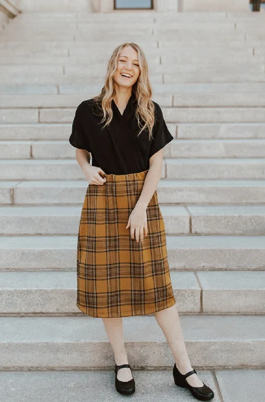 Christmas Dresses for Holiday -Carrie Skirt Golden Turquoise Plaid