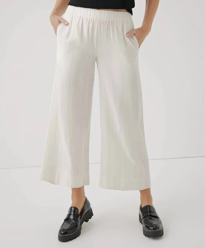 Leather tight trousers for women with edgy design and fashion-forward style -Women's Coastal Double Gauze Wide Leg Pant In Sea Salt