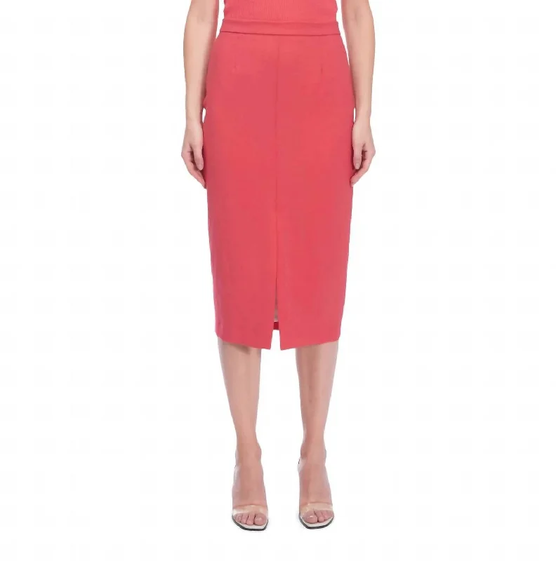 Printed Dresses with Patterns -Stretch Crepe Skirt In Coral