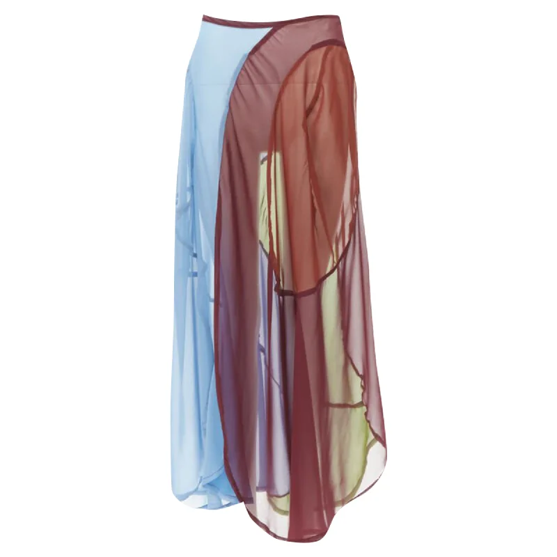 Capri Dresses for Playful -Comme Des Garcons curved seam optical color sheer skirt