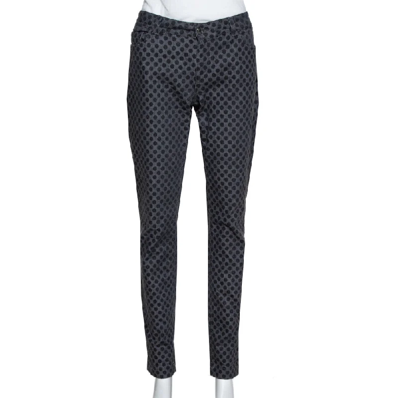 Lightweight tight trousers for men with breathable fabric for summer wear -Dolce & Gabbana Grey Polka Dot Denim Skinny Jeans