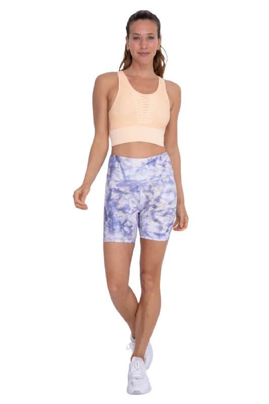 Stylish printed shorts for women with retro designs and a relaxed, comfortable fit-Mono B Ocean Tie-Dye High-Waist Biker Shorts APH-B0158