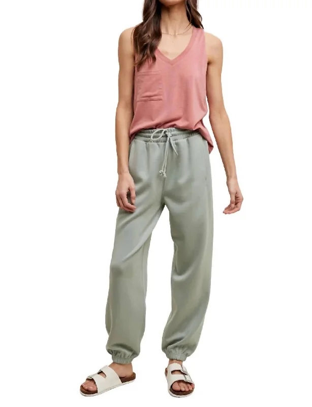 Boho-inspired tight trousers for women with earthy tones and relaxed fit -Relaxed Jogger Pants In Sage