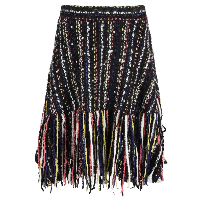 Christmas Dresses for Holiday -MSGM Fringed Skirt in Black Wool