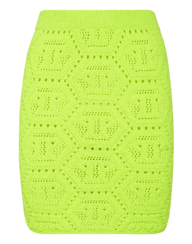 Maxi Dresses for Elegant Style -Fluo Knit Mini Skirt Monogram