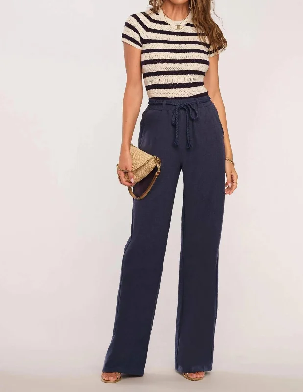 Tight trousers for women with side slits and ankle-length design for chic style -Niantic Pants In Navy