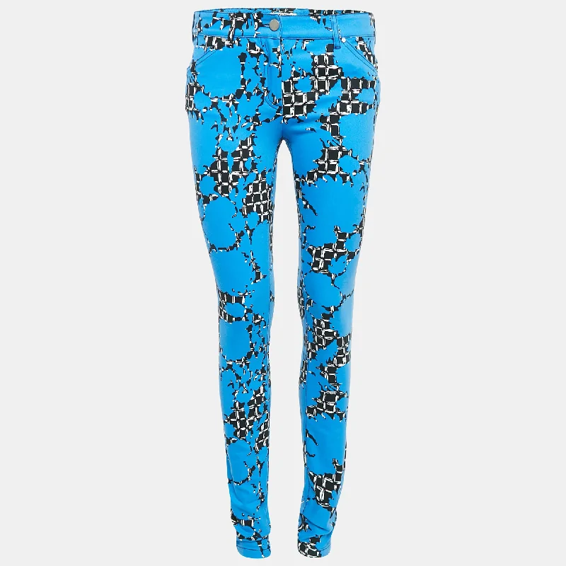 Loose-fitting tight trousers for women with stretchy waistband for ultimate comfort -Balenciaga Blue Printed Denim