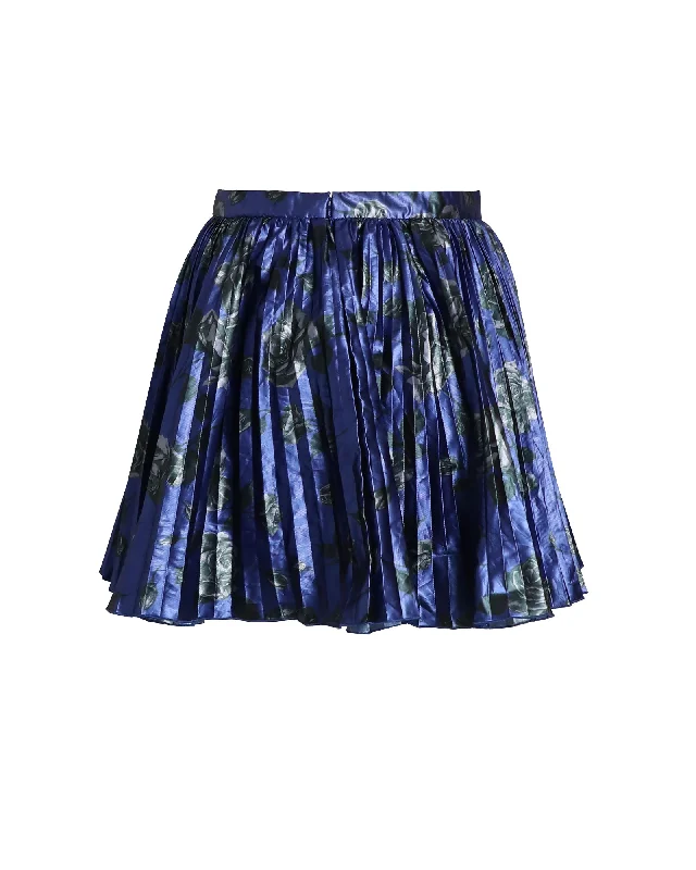 Studded Dresses for Statement -Red Valentino Pleated Printed Skirt in Blue Synthetic