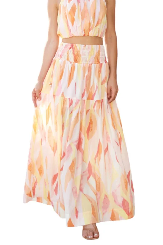 Indian Dresses with Intricacy -Amalfi Midi Skirt In Coral