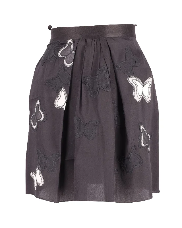 Birthday Dresses for Celebration -Dolce & Gabbana Skirt with Butterfly Applique in Black Silk